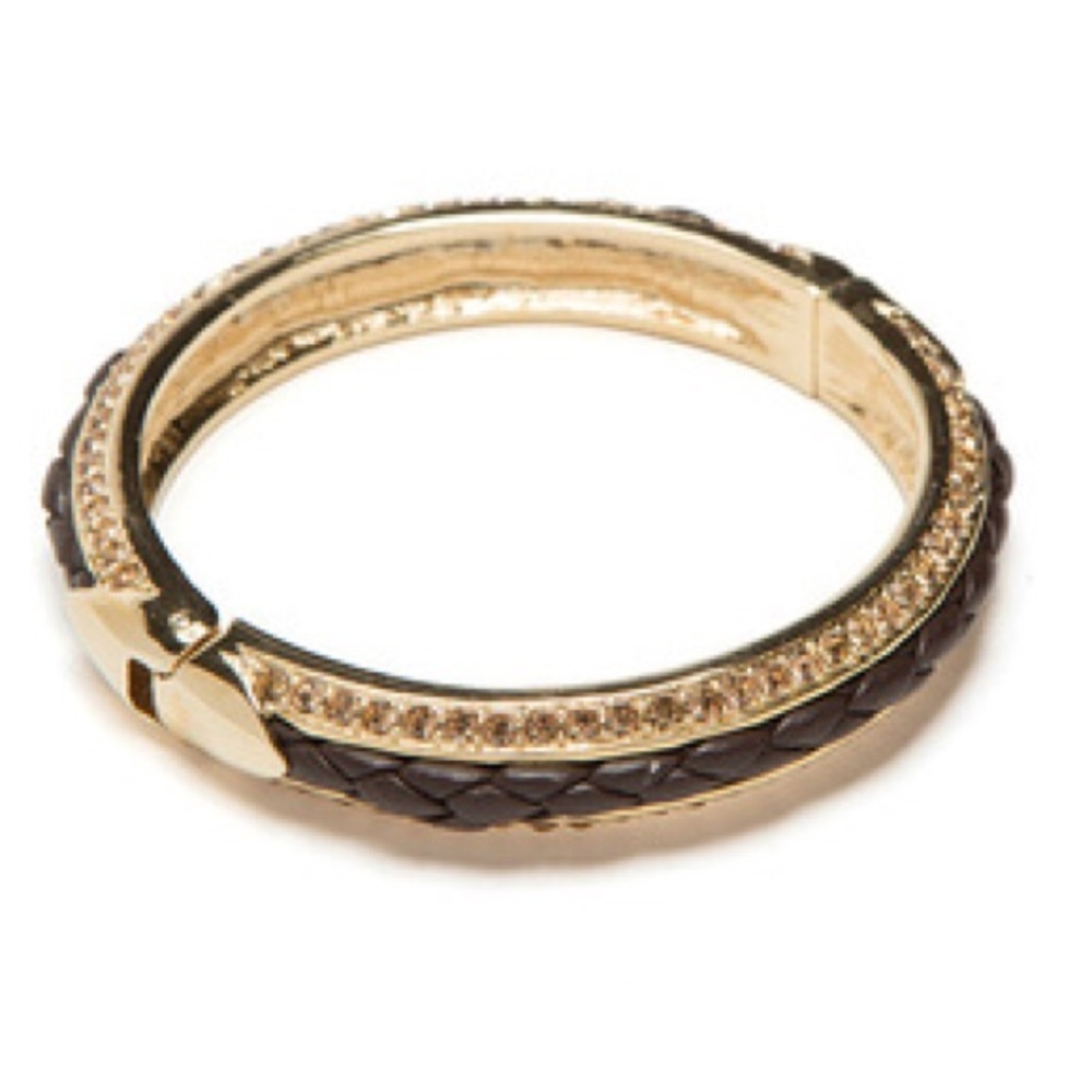JewelMint Black and Gold Braided Bangle